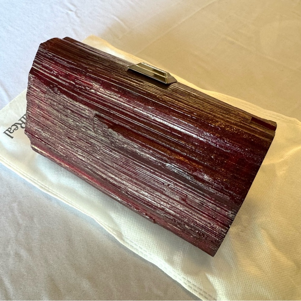 RARE Kara Ross Gemmo garnet red resin minaudiere / evening clutch - Picture 3 of 10